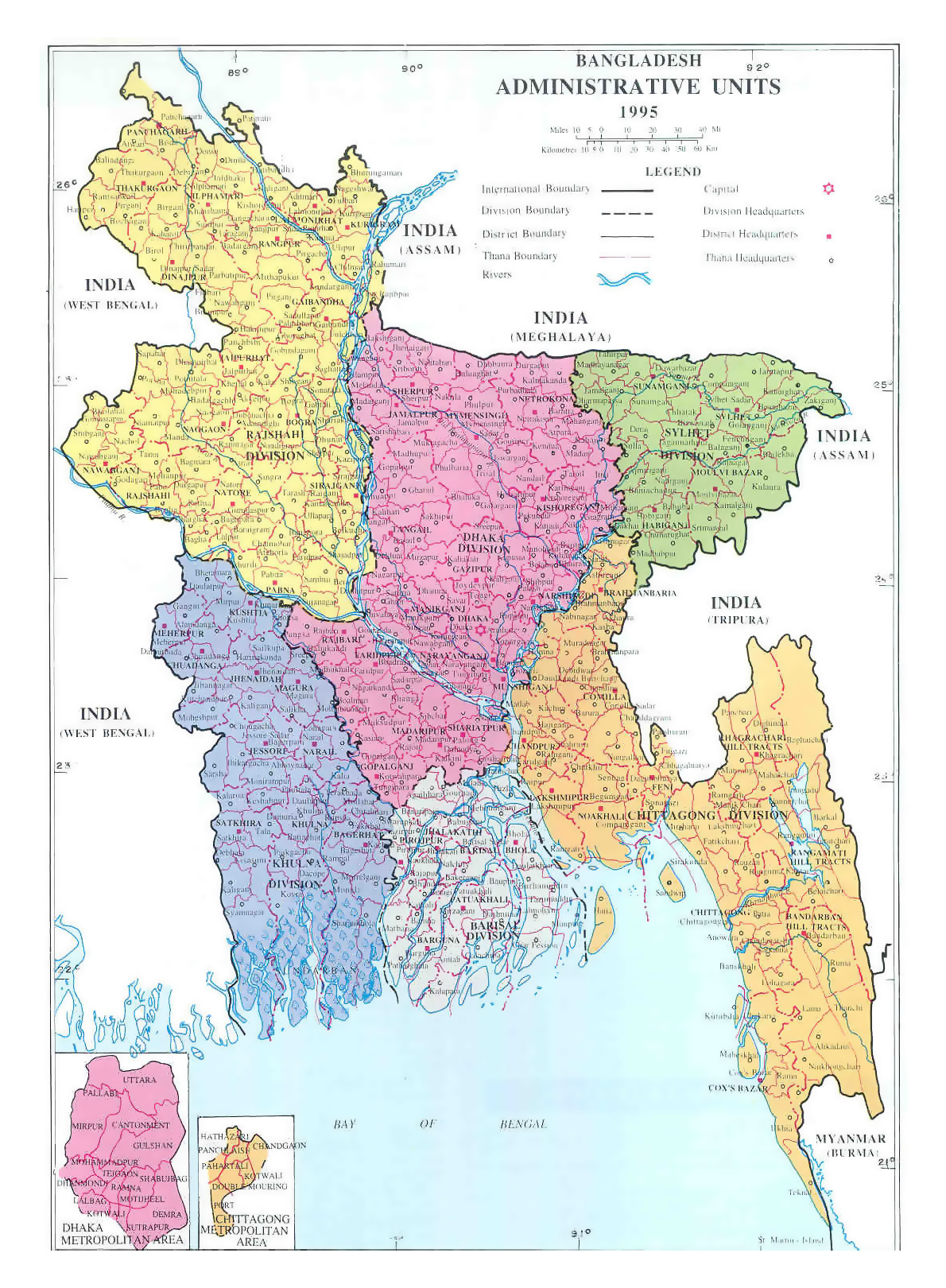 Детальная административная карта Бангладеш Бангладеш Азия Maps of