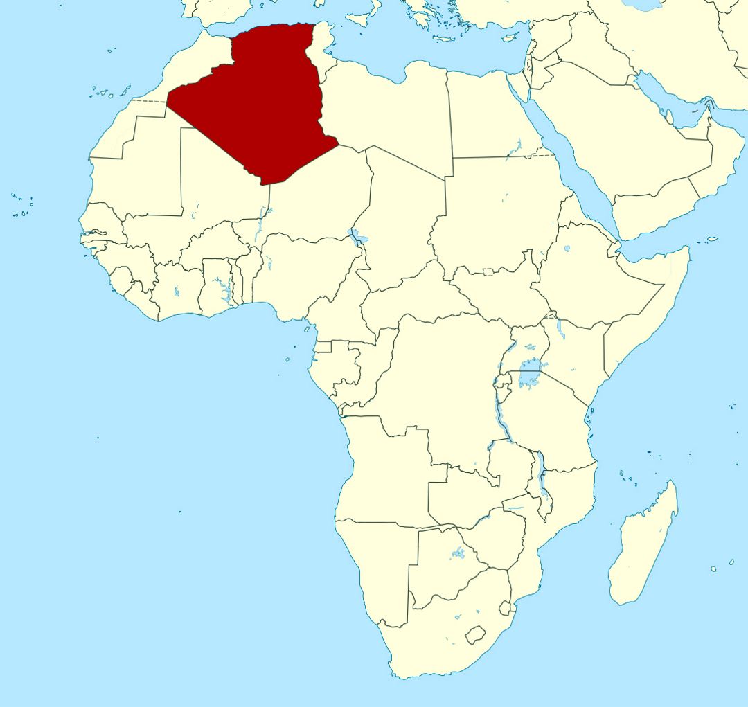 Детальная карта расположения Алжира