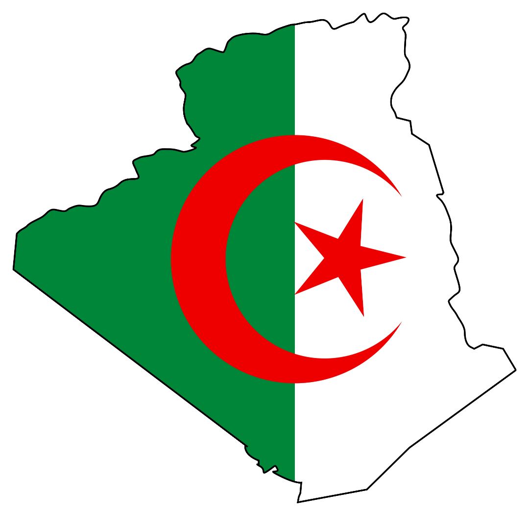 Большая карта флаг Алжира