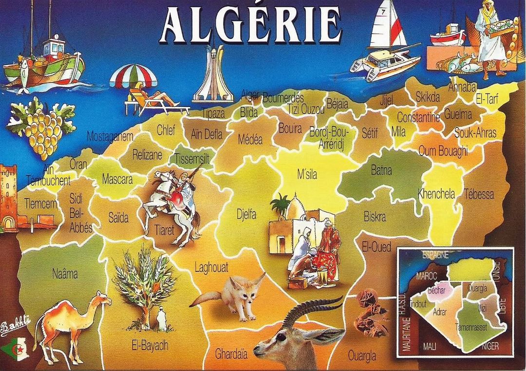 Большая карта открытка Алжира