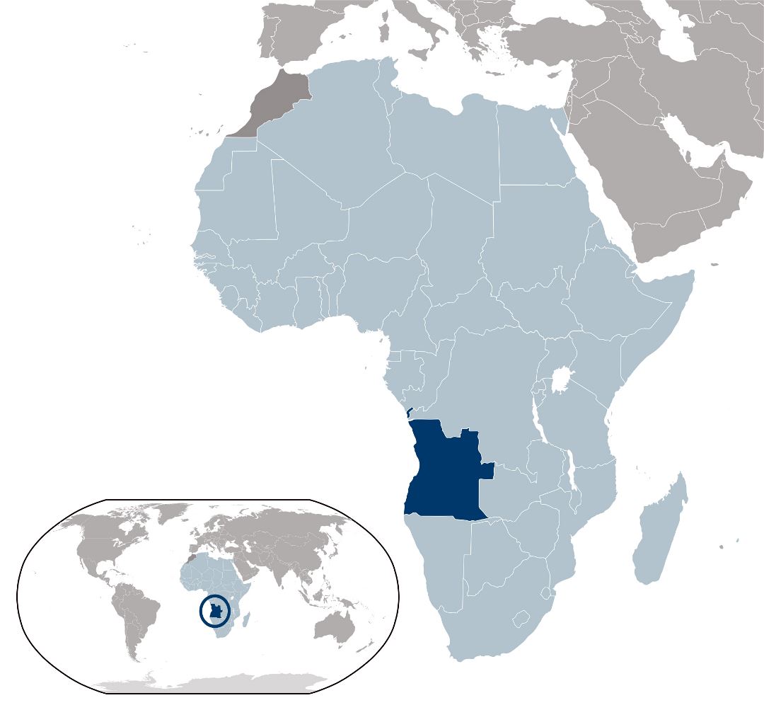 Большая карта расположения Анголы