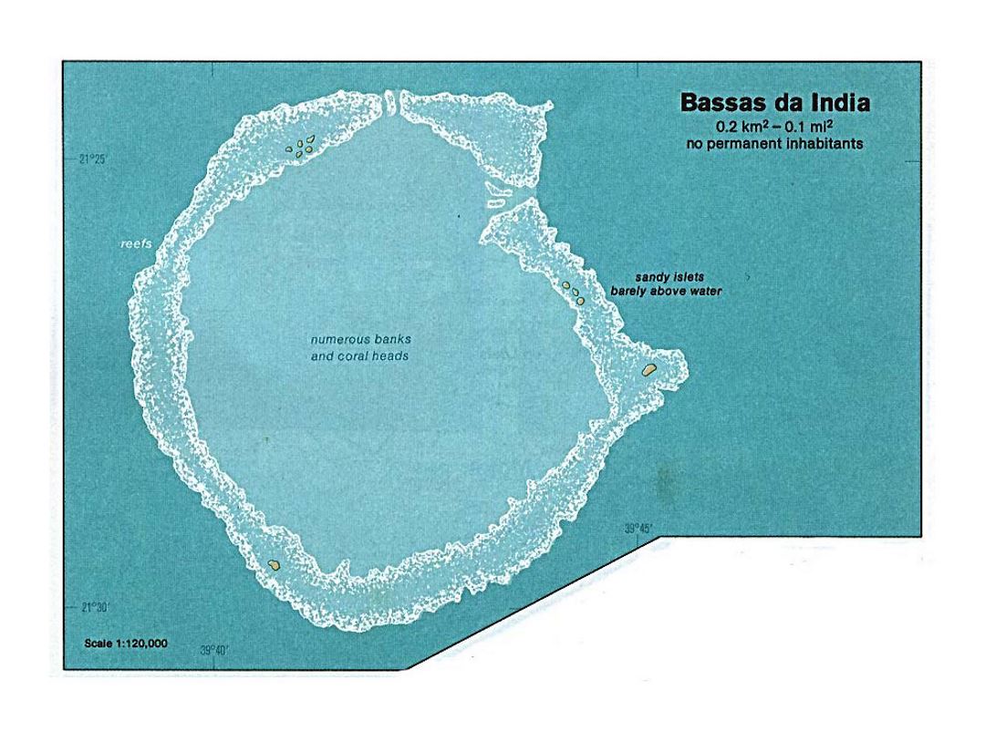 Детальная карта Бассас-да-Индия
