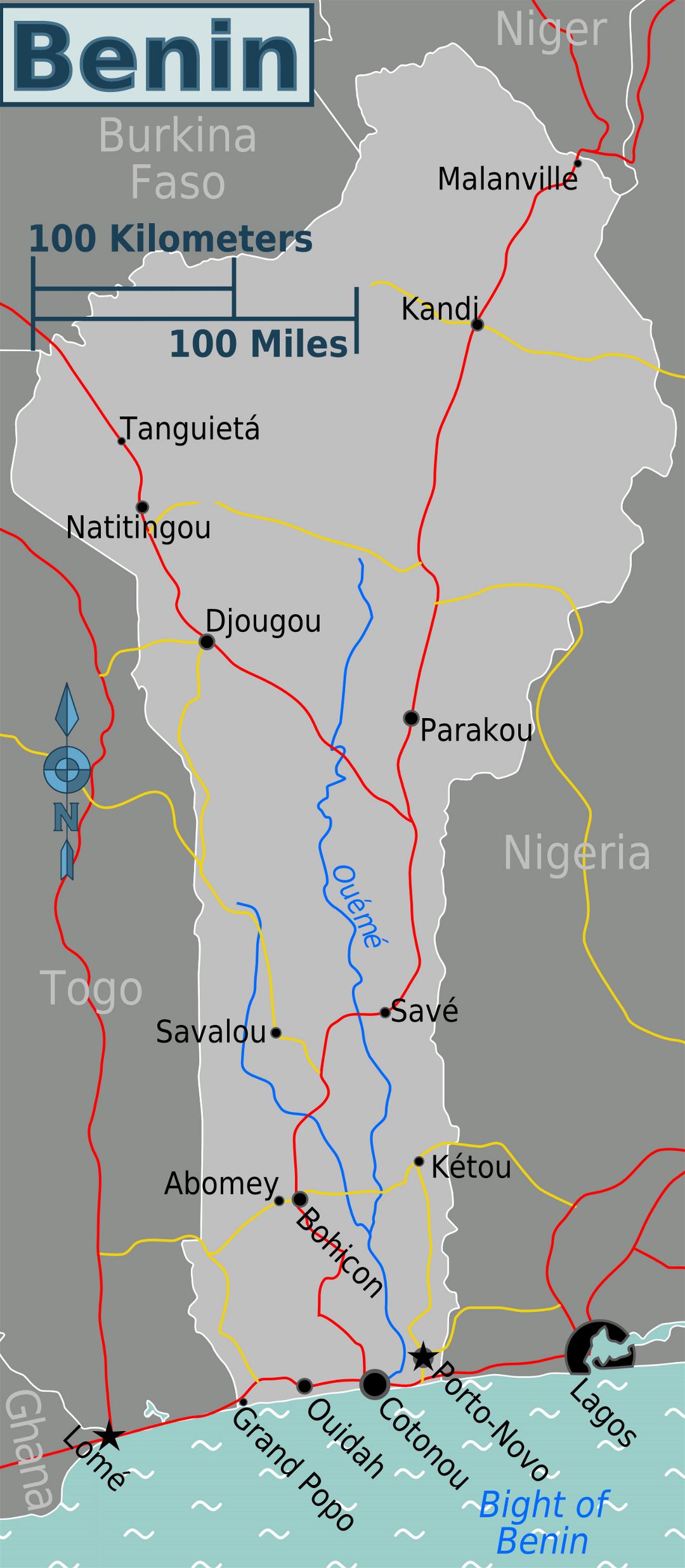 Большая карта Бенина