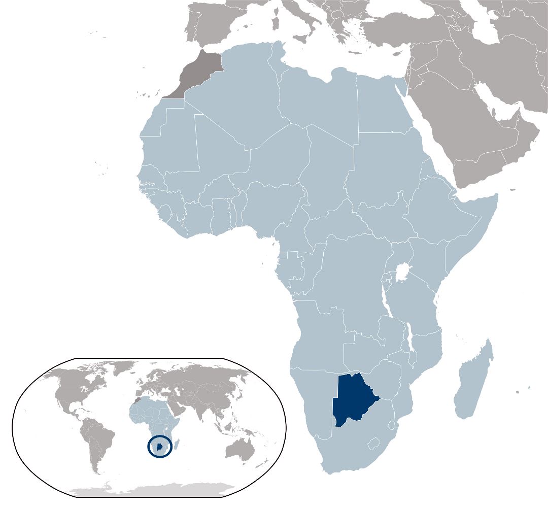 Большая карта расположения Ботсваны