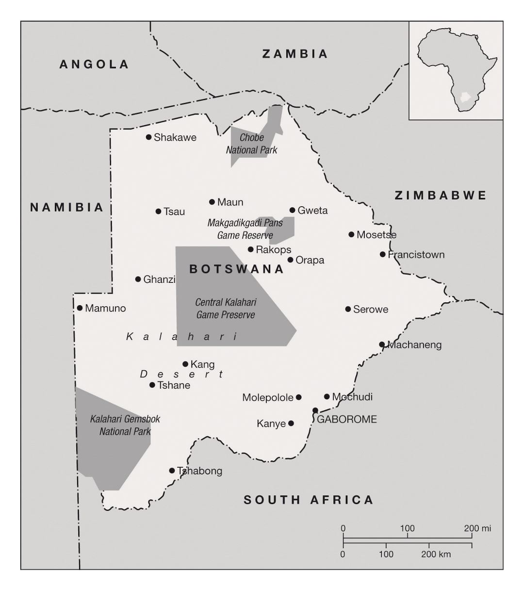 Большая карта национальных парков Ботсваны