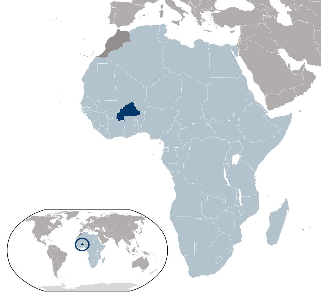 Большая карта расположения Буркина-Фасо