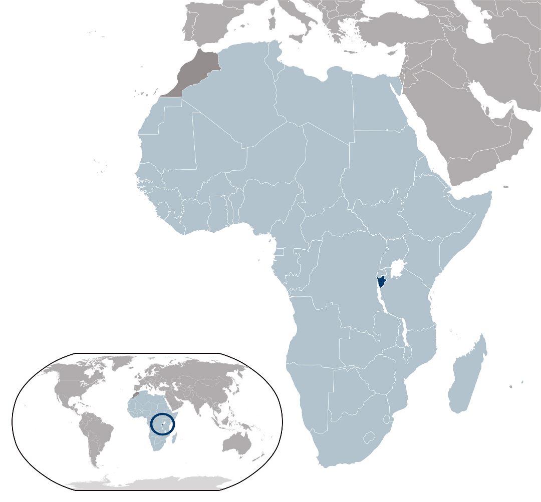 Большая карта расположения Бурунди