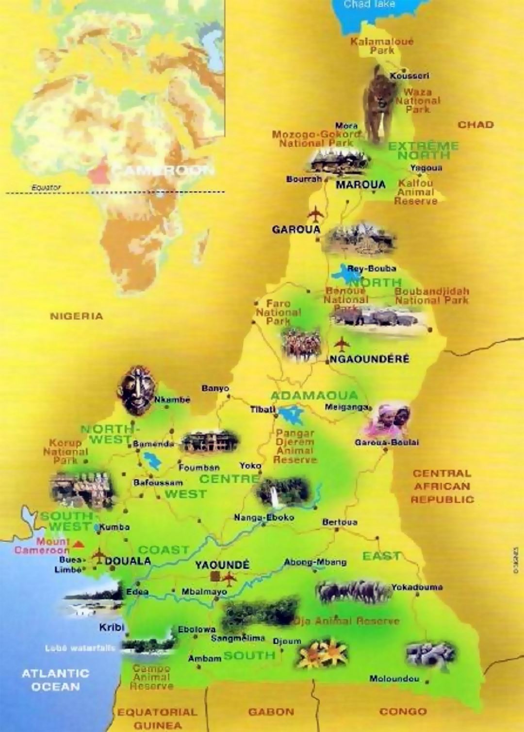 Детальная туристическая карта Камеруна