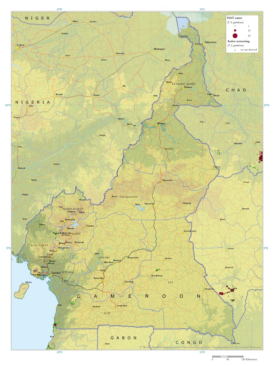 Большая детальная карта Камеруна