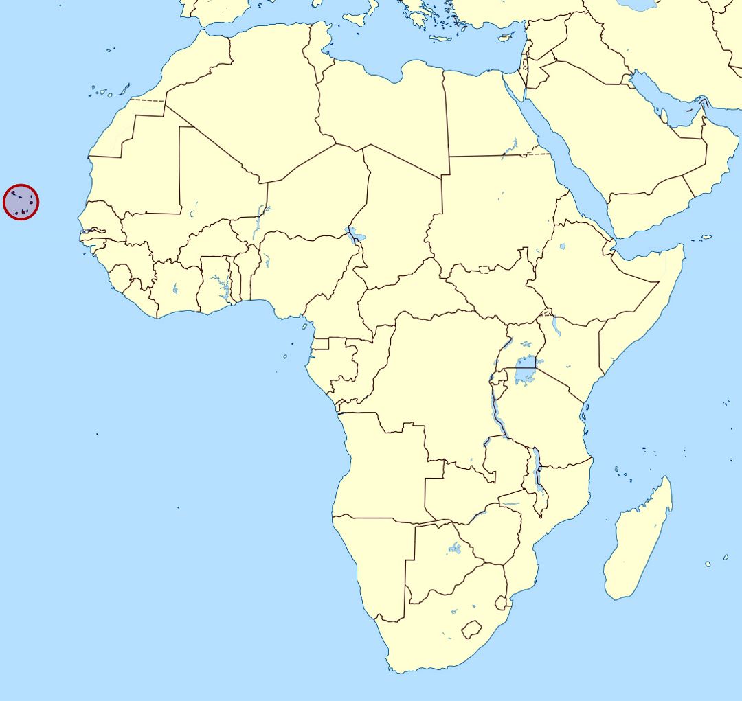 Детальная карта расположения Кабо-Верде в Африке