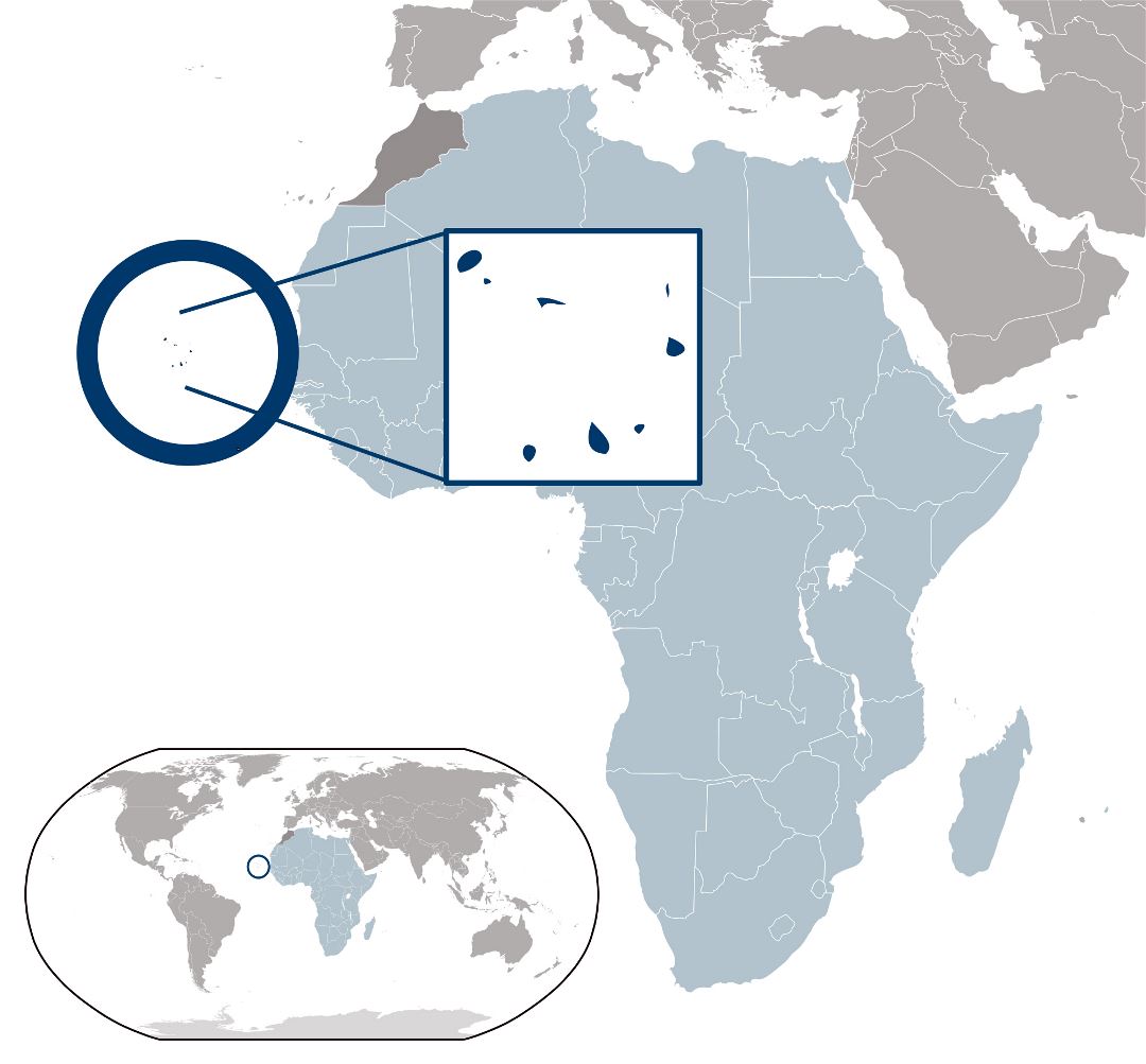 Большая карта расположения Кабо-Верде