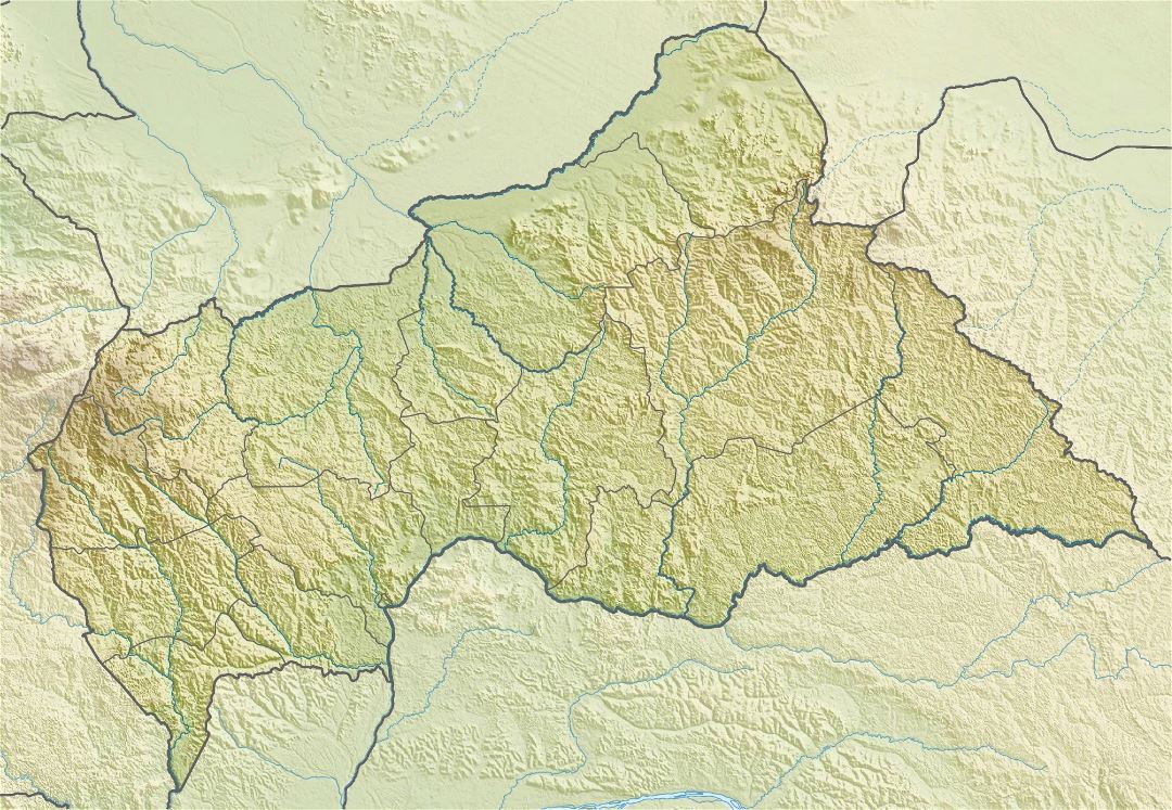 Большая карта рельефа Центральноафриканской Республики