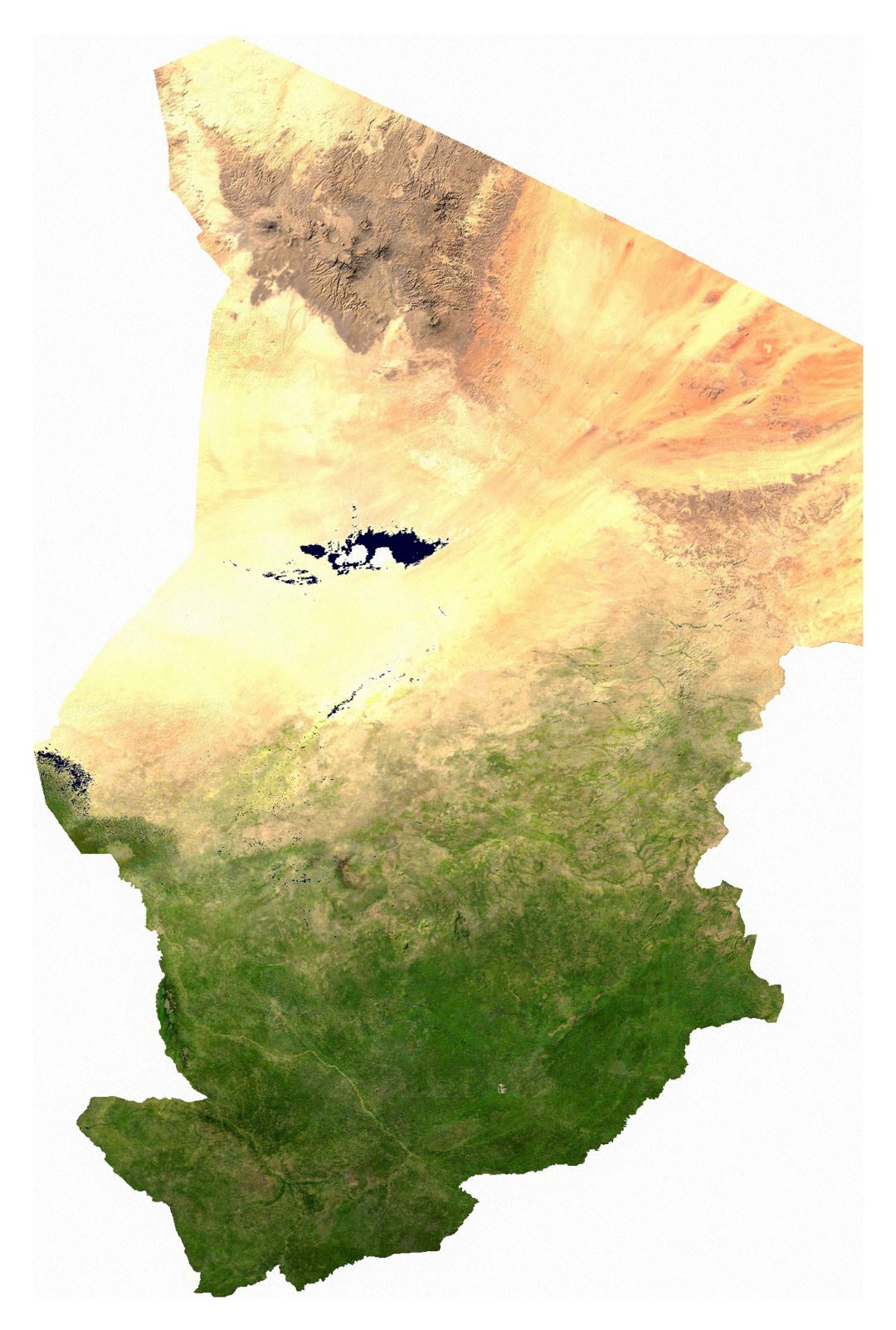Большая подробная спутниковая карта Чада