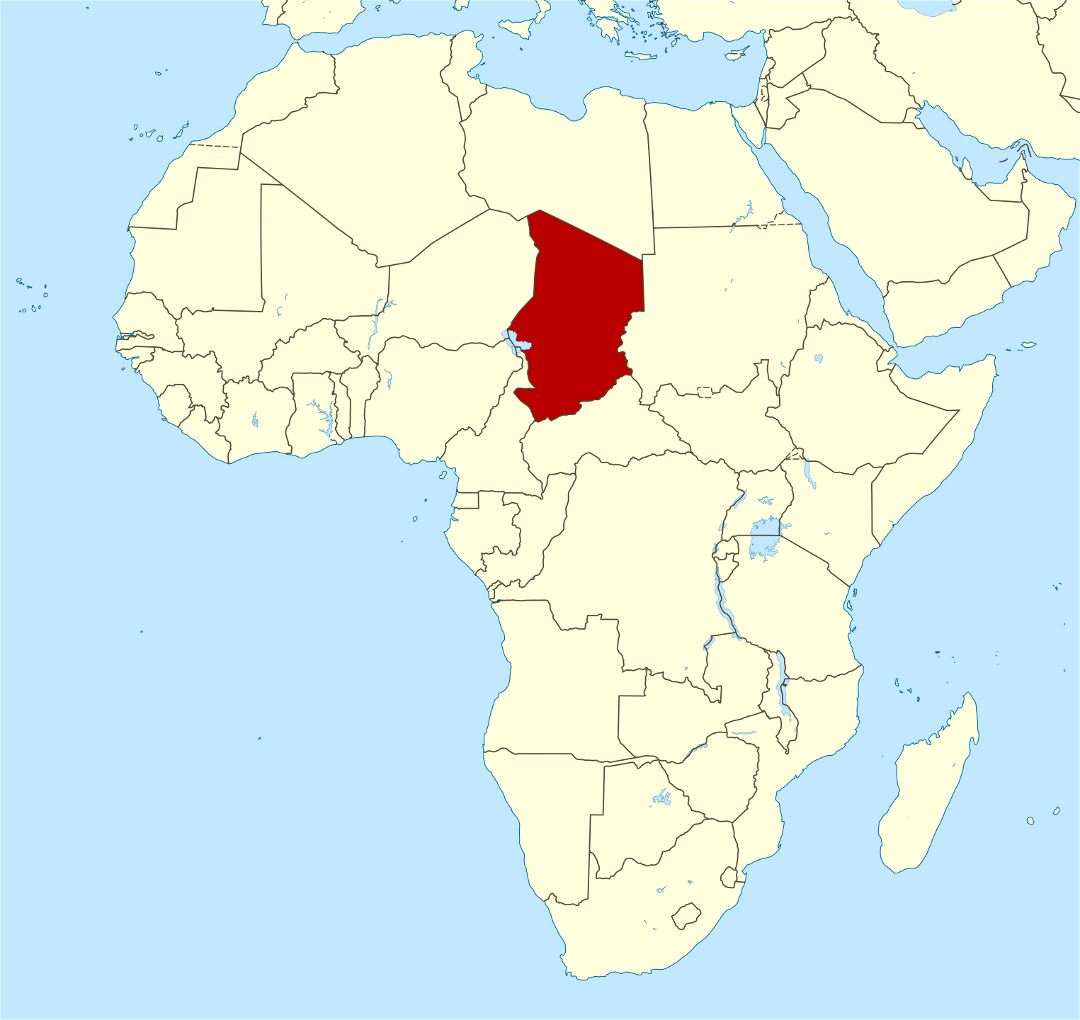 Большая карта расположения Чада в Африке