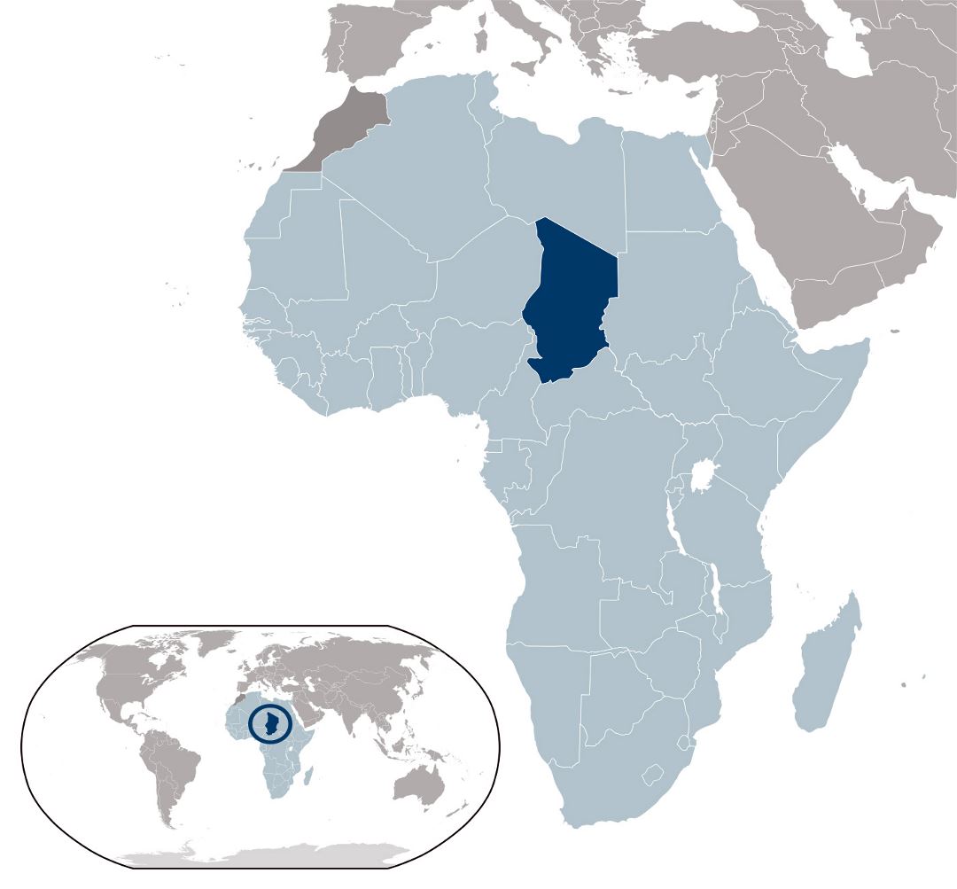 Большая карта расположения Чада