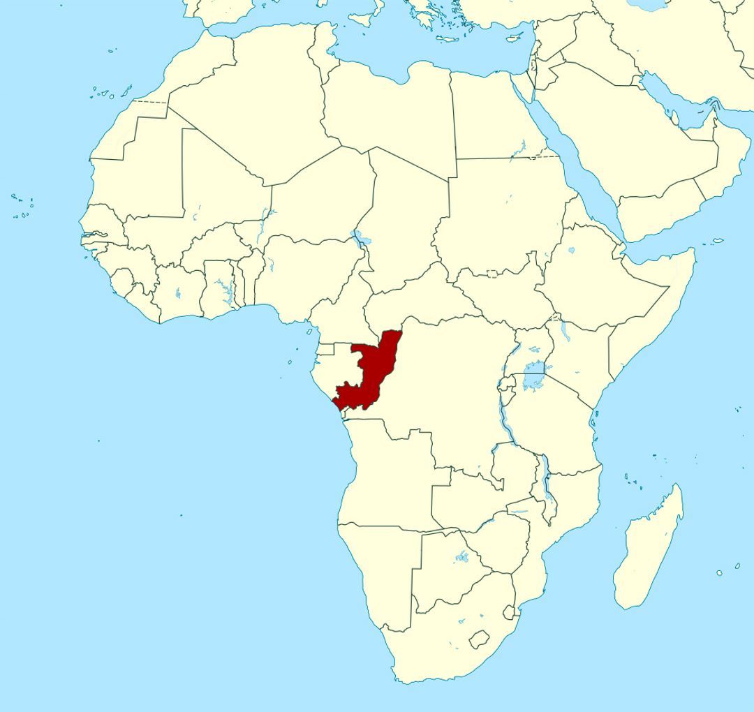 Детальная карта расположения Конго в Африке