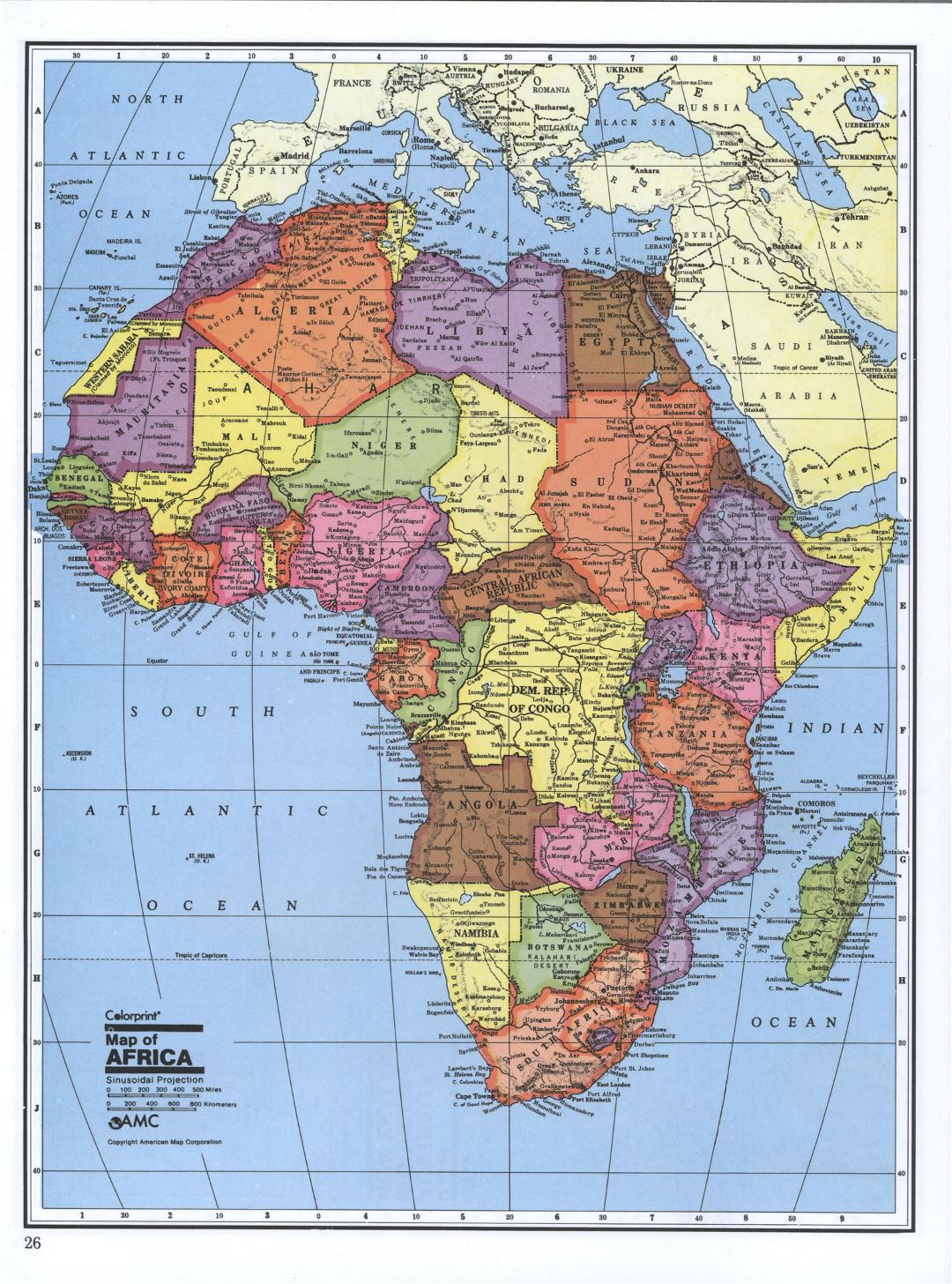Подробная политическая карта Африки