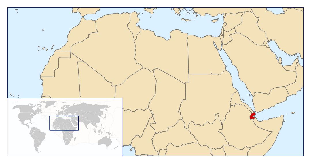 Большая карта расположения Джибути в Африке