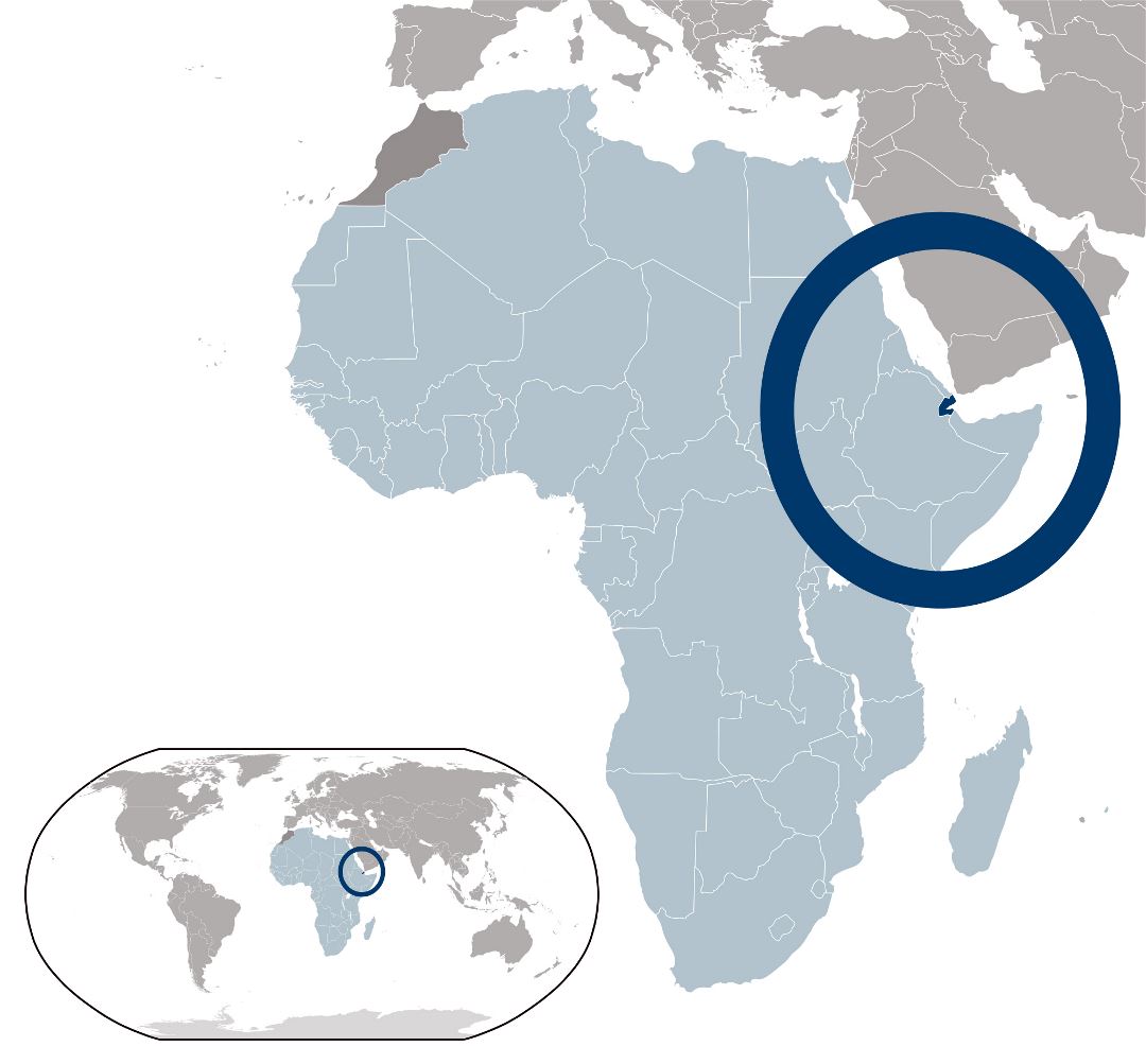 Большая карта расположения Джибути