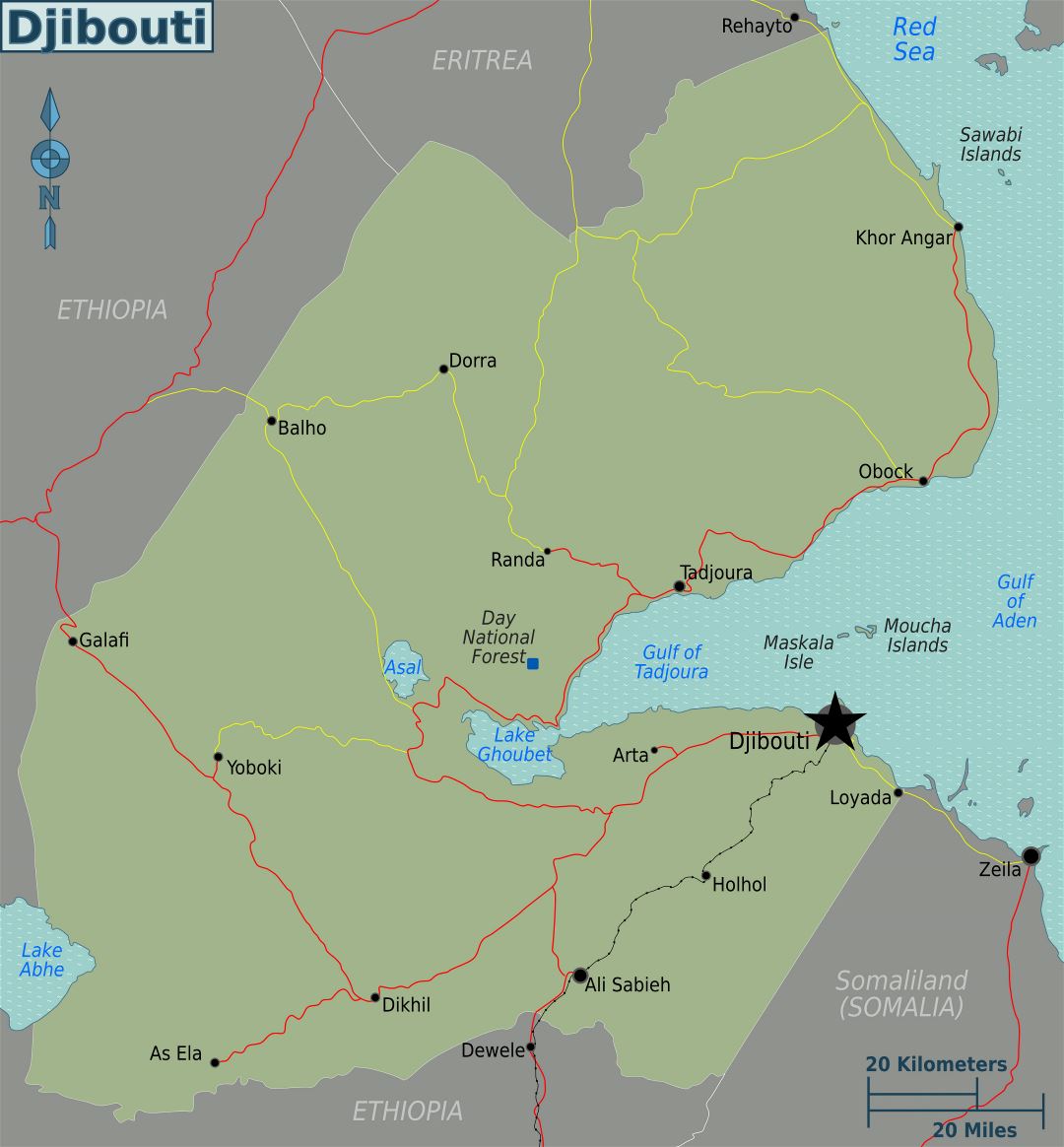 Большая карта Джибути