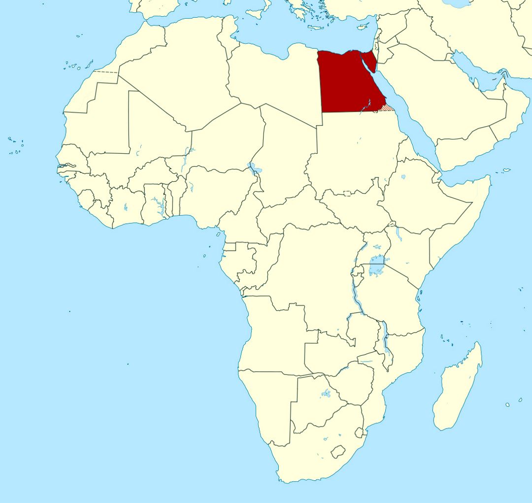Детальная карта расположения Египта в Африке