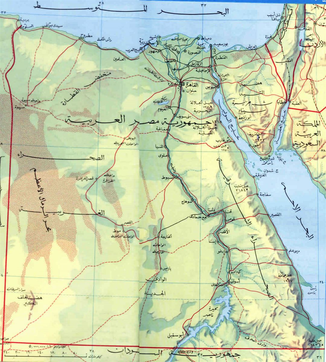 Большая карта высот Египта