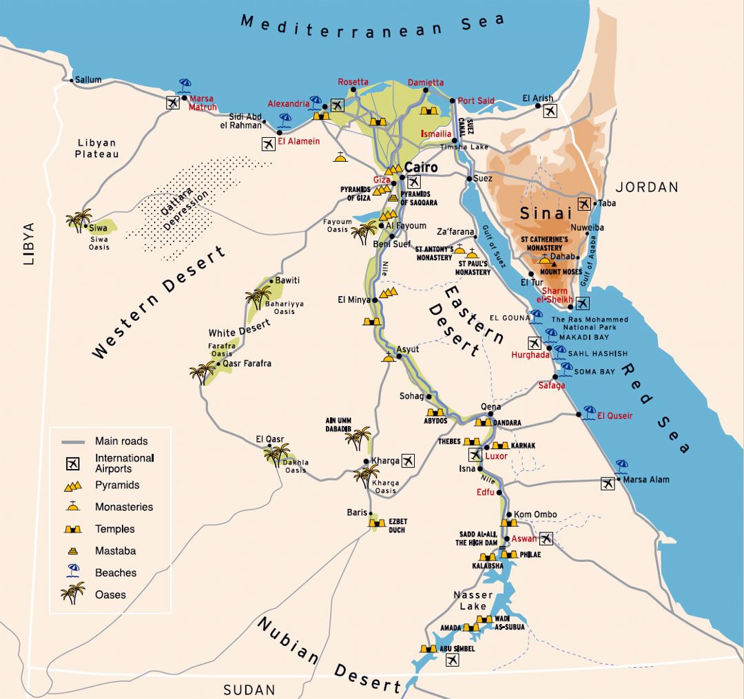 Большая туристическая карта Египта
