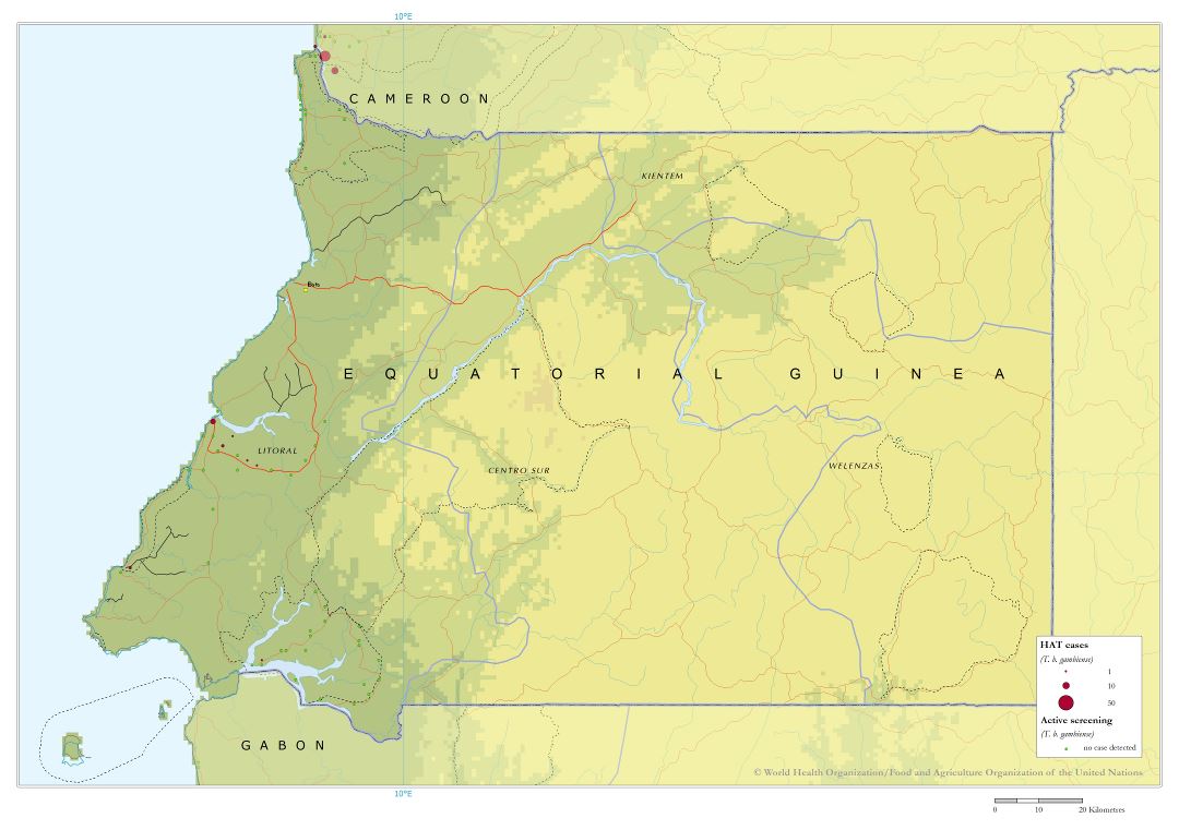 Большая детальная карта высот Экваториальной Гвинеи