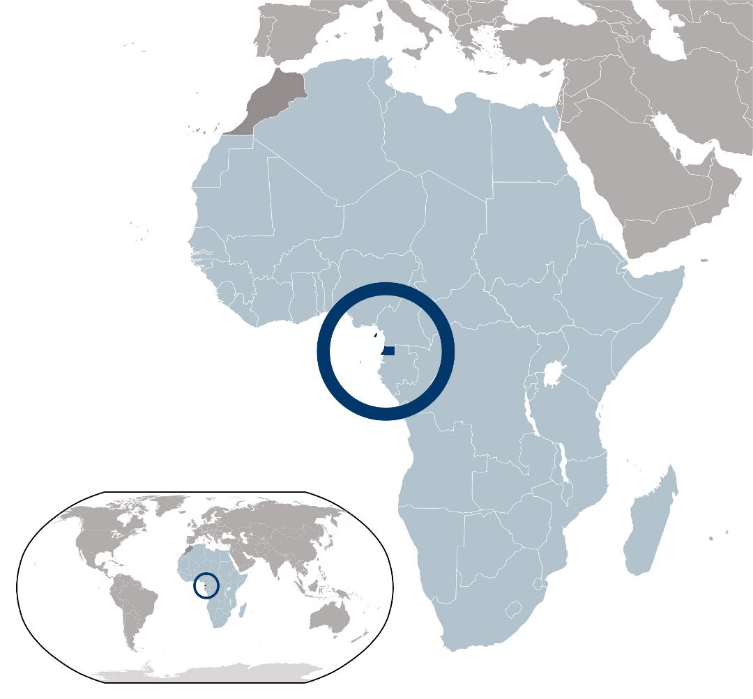 Большая карта расположения Экваториальной Гвинеи