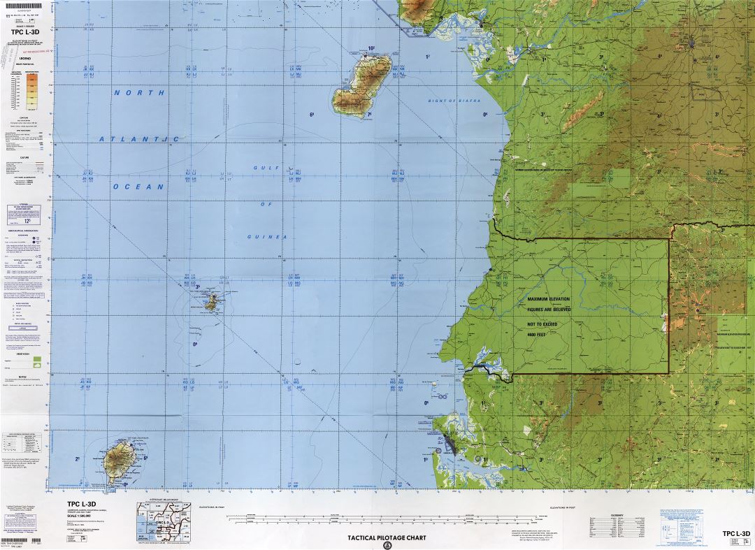 Крупномасштабная детальная топографическая карта Экваториальной Гвинеи