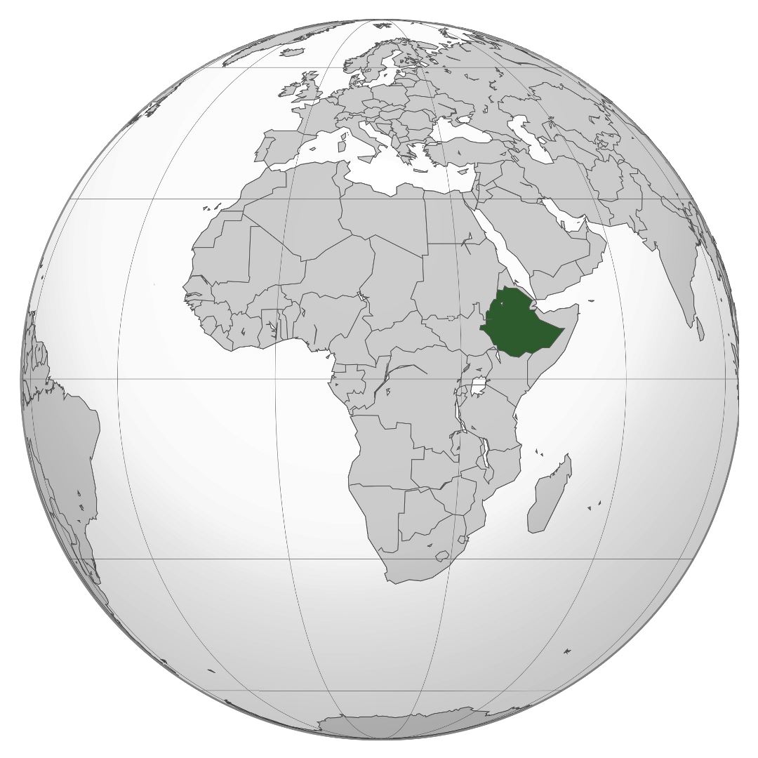 Большая карта расположения Эфиопии в Африке