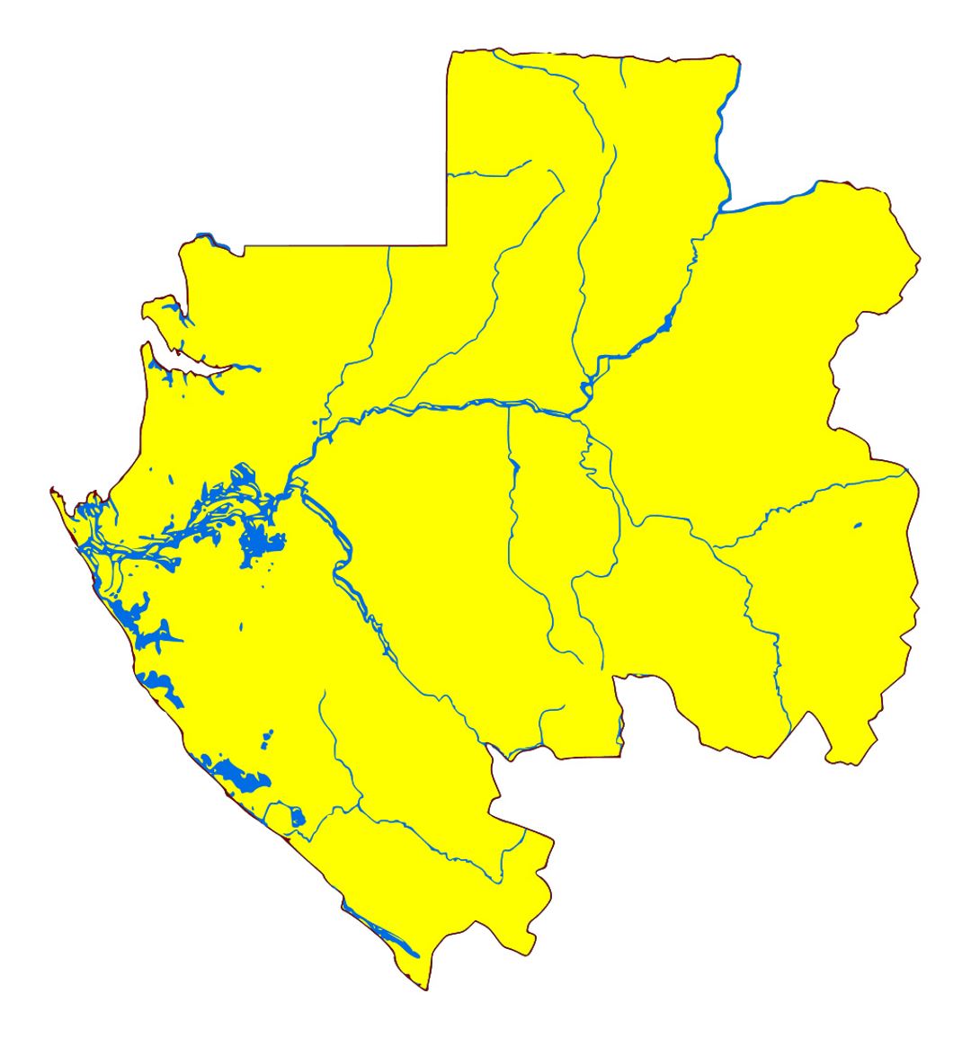 Детальная пустая карта Габона с реками