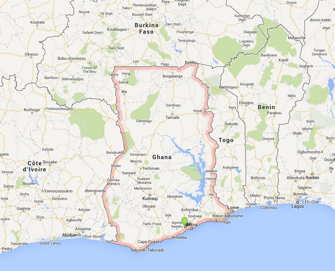 Детальная карта Ганы