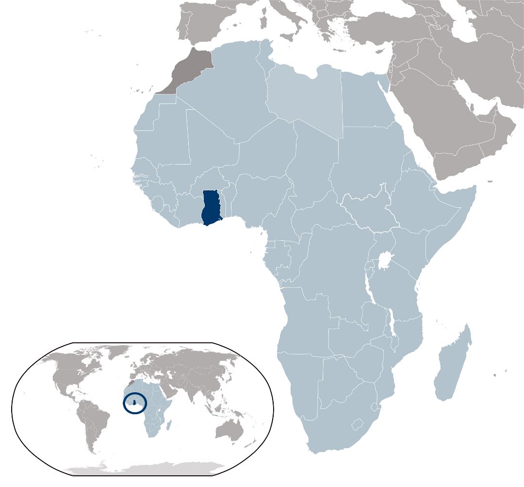 Большая карта расположения Ганы