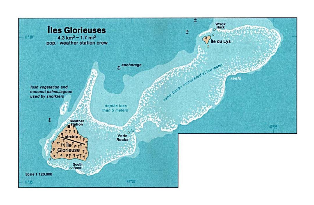 Подробная карта Островов Глорьёз