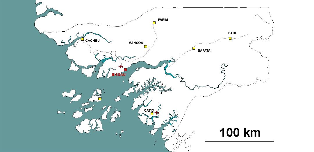 Большая детальная карта Гвинеи-Бисау