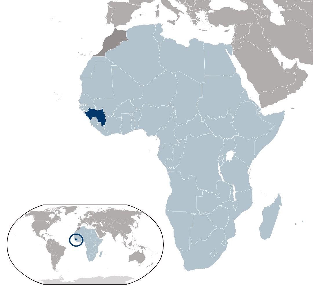 Большая карта расположения Гвинеи