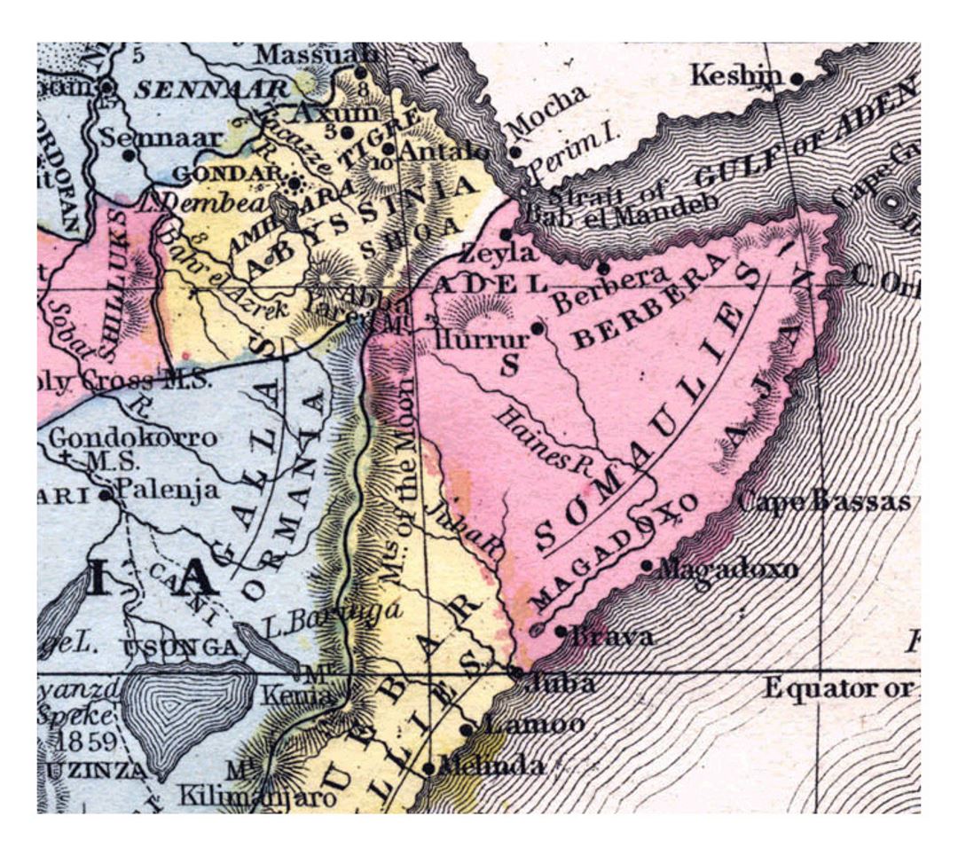 Старая политическая карта Африканского Рога - 1867