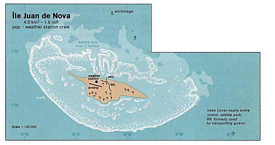 Подробная карта острова Жуан-ди-Нова