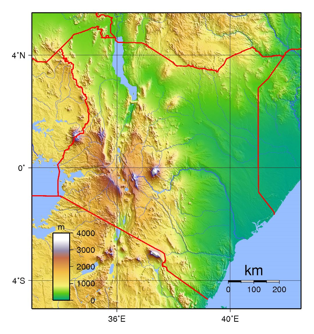 Детальная топографическая карта Кении