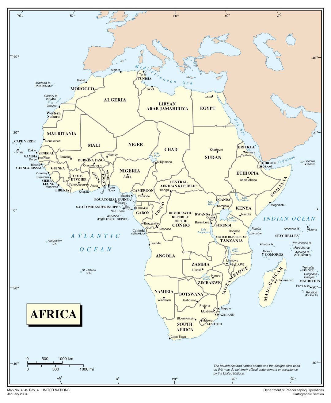  Большая подробная политическая карта Африки