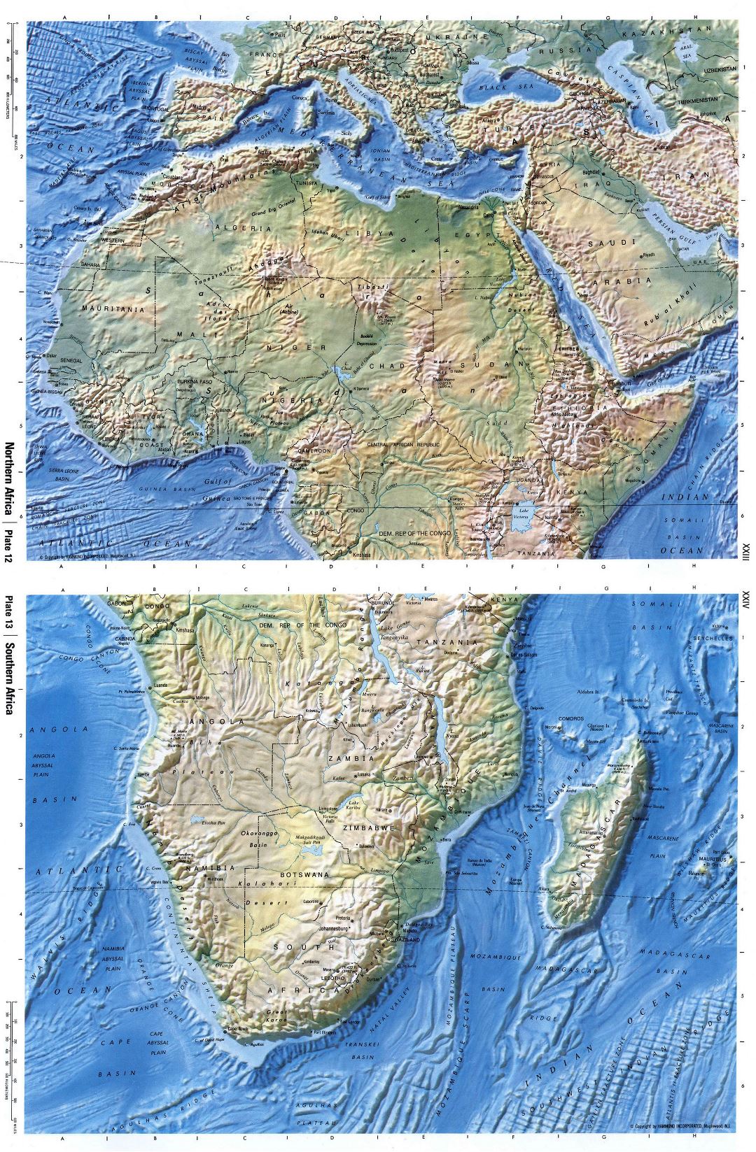 Большая детальная карта рельефа Африки