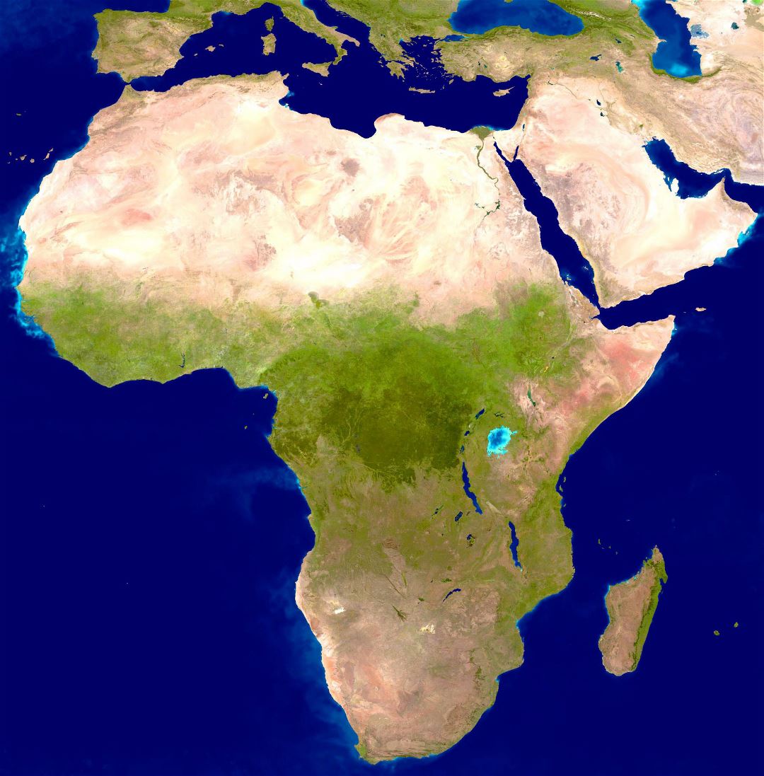 Большая детальная спутниковая карта Африки