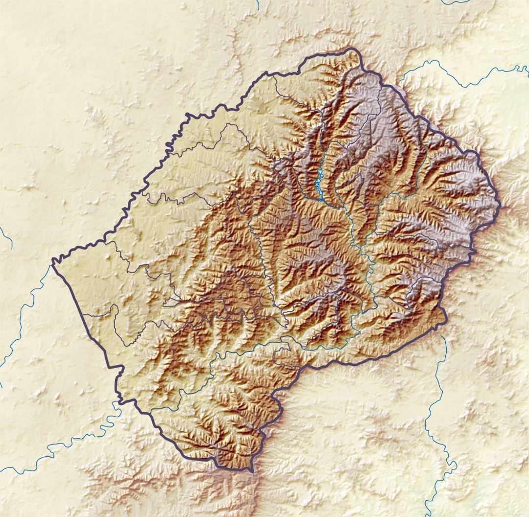 Детальная карта рельефа Лесото