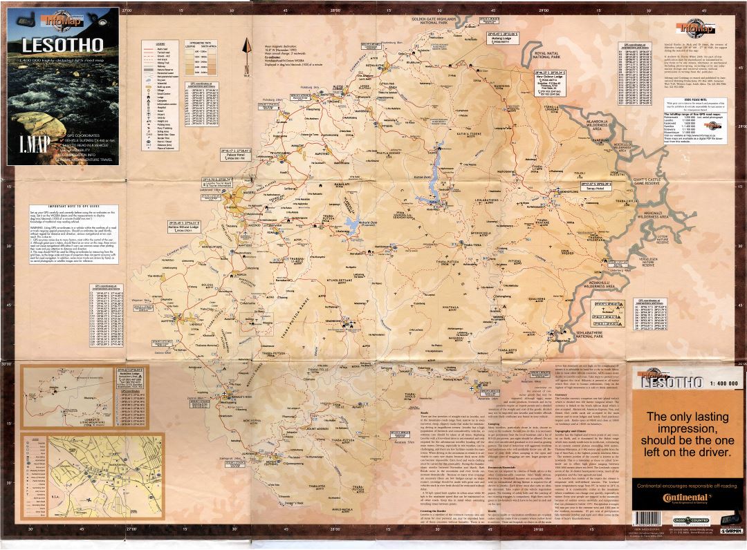 Большая детальная информационная карта Лесото