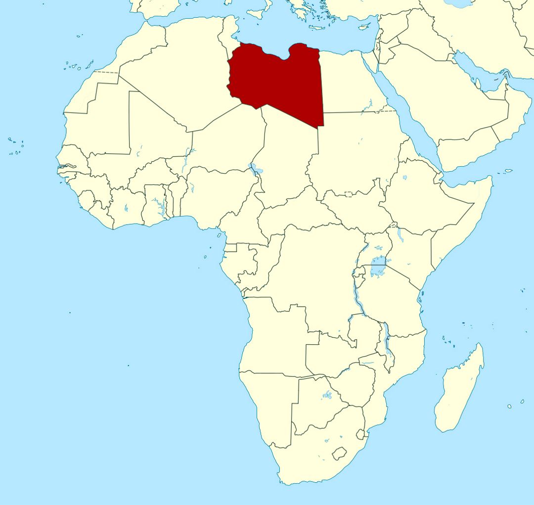Детальная карта месторасположения Ливии в Африке