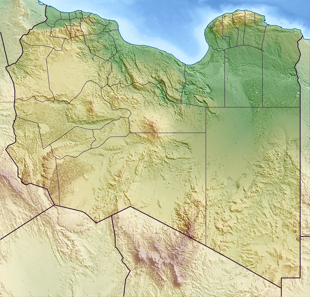 Детальная карта рельефа Ливии