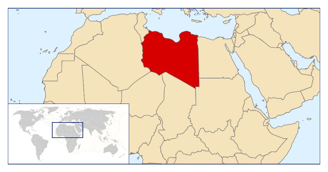 Большая карта расположения Ливии