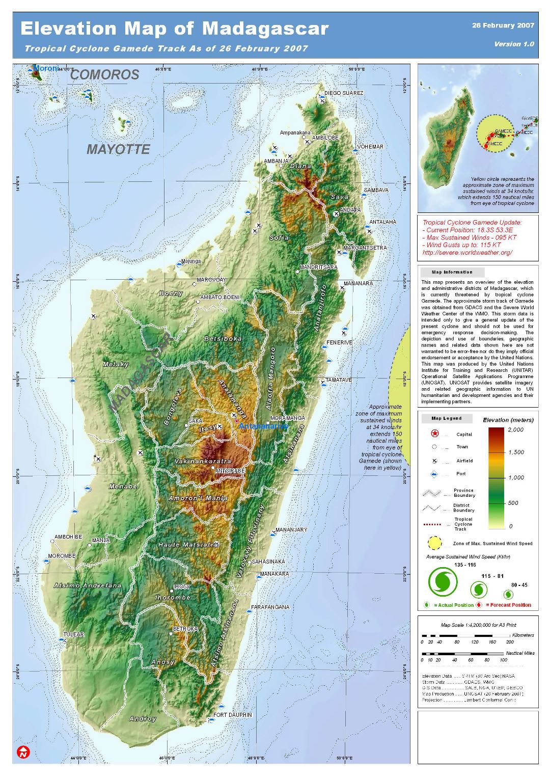 Большая детальная карта высот Мадагаскара