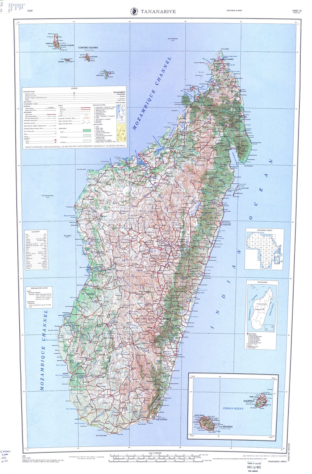 Большая детальная топографическая карта Мадагаскара